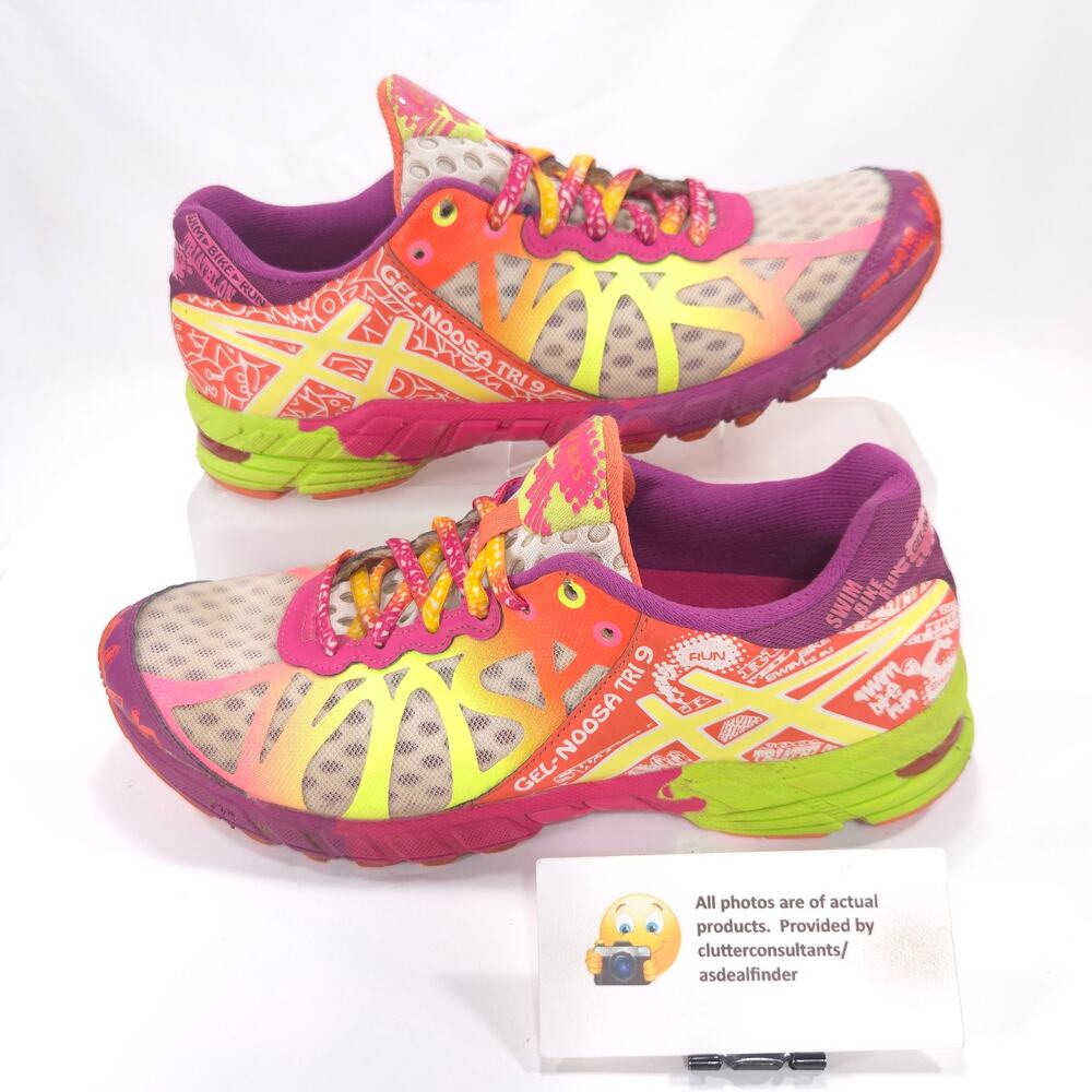 Asics Gel-Noosa Tri 9 Athletic Running Shoe Womens Size 8 T458N Pink Yellow - Picture 5 of 9